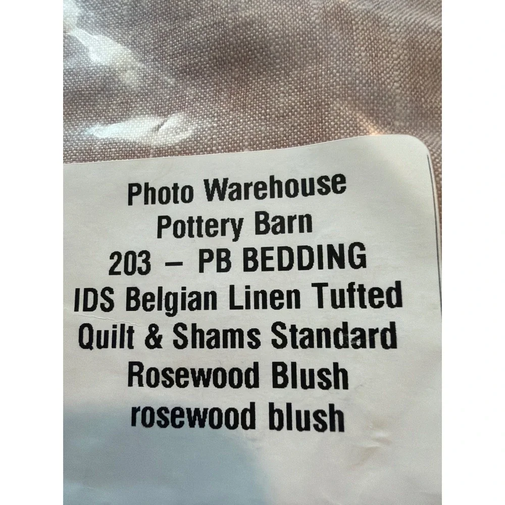 Pottery Barn Belgian Linen Tufted (1)Standard Sham Rosewood Blush Pink
